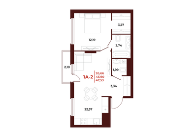 47,9 м², 1-комнатная квартира 5 057 170 ₽ - изображение 24