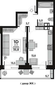 35,8 м², 1-комнатная квартира 5 800 000 ₽ - изображение 16