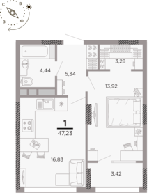 46,4 м², 1-комнатная квартира 5 700 000 ₽ - изображение 82