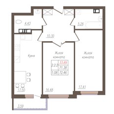 Квартира 67,5 м², 2-комнатная - изображение 2