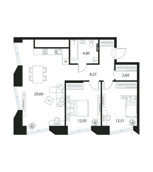 70 м², 2-комнатная квартира 10 290 000 ₽ - изображение 1