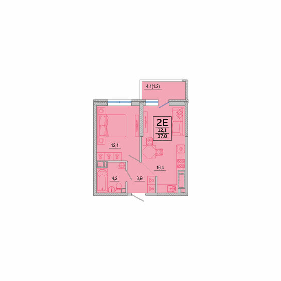 37,8 м², 1-комнатная квартира 6 645 240 ₽ - изображение 1