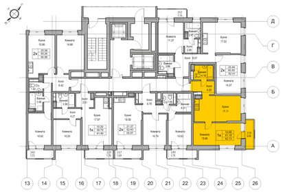 41,5 м², 1-комнатная квартира 7 100 000 ₽ - изображение 127