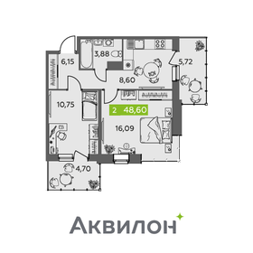 Квартира 48,6 м², 2-комнатная - изображение 1