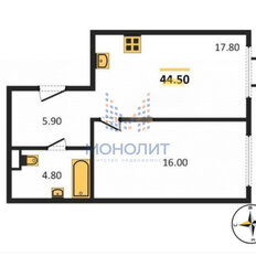 Квартира 44,5 м², 1-комнатная - изображение 4