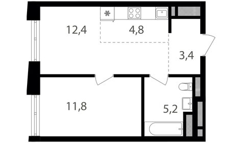 Квартира 37,6 м², 2-комнатная - изображение 1