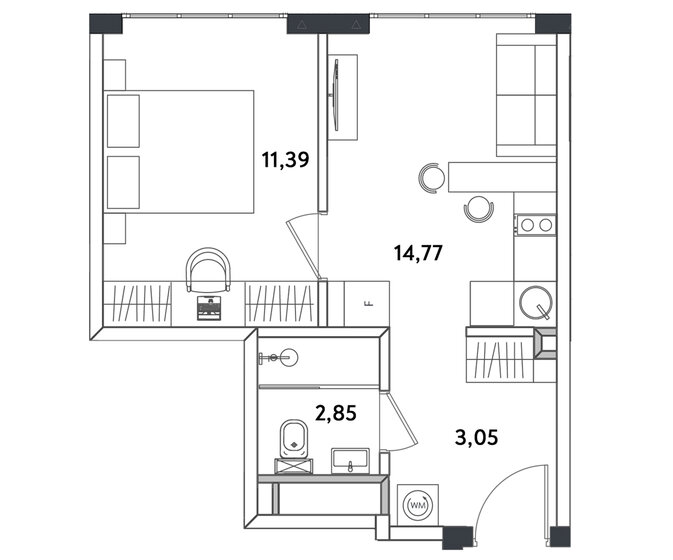 32,7 м², 2-комнатные апартаменты 12 108 104 ₽ - изображение 24