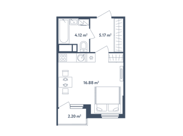 Квартира 27,3 м², студия - изображение 1