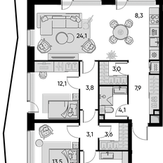 Квартира 99 м², 3-комнатная - изображение 2