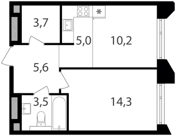 Квартира 42,3 м², 1-комнатная - изображение 1