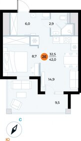 Квартира 42 м², 1-комнатные - изображение 1