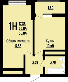 36,8 м², 1-комнатная квартира 5 268 968 ₽ - изображение 4