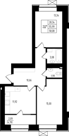 58,1 м², 2-комнатная квартира 9 040 000 ₽ - изображение 7