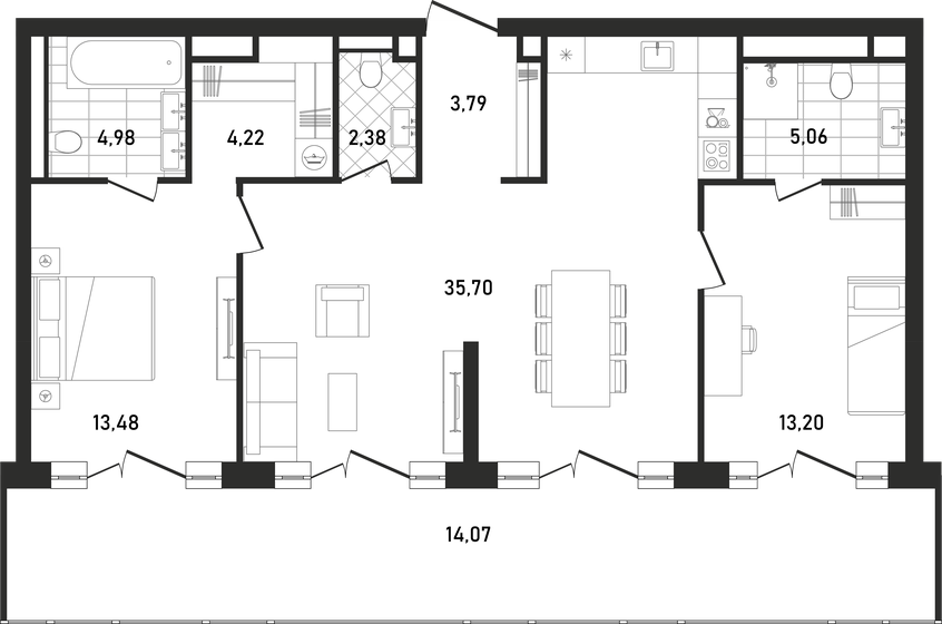 96,6 м², 2-комнатная квартира 82 316 272 ₽ - изображение 1