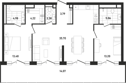 88,8 м², 2-комнатная квартира 80 897 704 ₽ - изображение 20