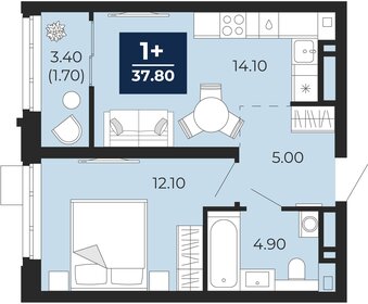 Квартира 37,8 м², 1-комнатная - изображение 1