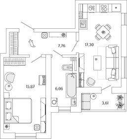 51,2 м², 2-комнатная квартира 6 300 000 ₽ - изображение 54