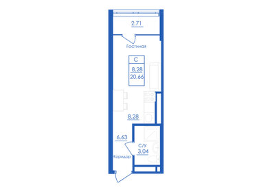 20,6 м², квартира-студия 2 466 243 ₽ - изображение 34