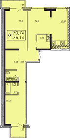 Квартира 76,1 м², 3-комнатная - изображение 1