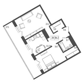 Квартира 86,2 м², 2-комнатная - изображение 2