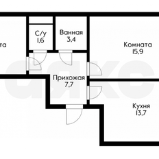 Квартира 56,7 м², 2-комнатная - изображение 1