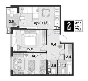 69,4 м², 2-комнатная квартира 11 464 880 ₽ - изображение 31