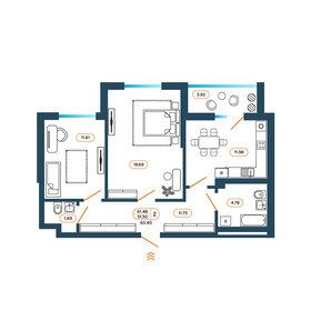 Квартира 65,4 м², 2-комнатная - изображение 1