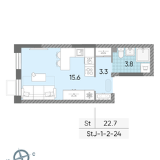 Квартира 22,7 м², студия - изображение 2