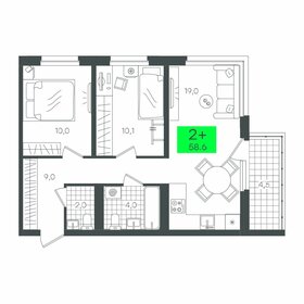 Квартира 58,6 м², 2-комнатная - изображение 1