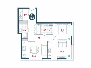 52,4 м², 2-комнатная квартира 12 000 000 ₽ - изображение 52