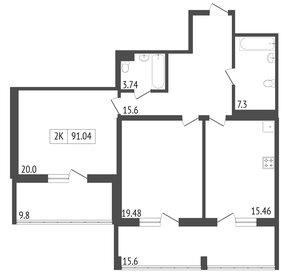 Квартира 99,7 м², 2-комнатная - изображение 3