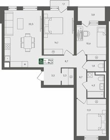 Квартира 84,2 м², 3-комнатная - изображение 1