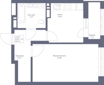 36,7 м², 1-комнатная квартира 8 964 560 ₽ - изображение 82