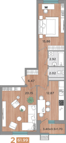 62 м², 2-комнатная квартира 6 951 994 ₽ - изображение 24