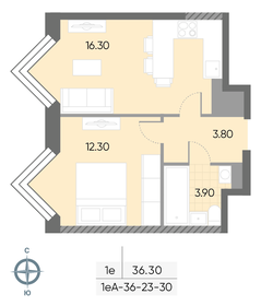 36 м², 1-комнатная квартира 17 174 700 ₽ - изображение 21