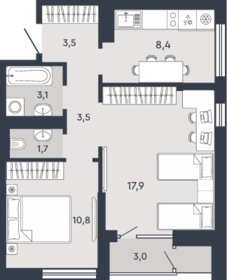 57 м², 2-комнатная квартира 6 900 000 ₽ - изображение 81