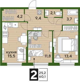60,2 м², 2-комнатная квартира 10 035 340 ₽ - изображение 13