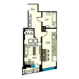 Квартира 41,2 м², 1-комнатная - изображение 1