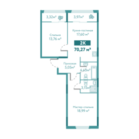 Квартира 70,3 м², 2-комнатная - изображение 1