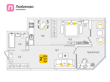 44,5 м², 2-комнатная квартира 7 226 800 ₽ - изображение 32