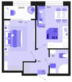 35,2 м², 1-комнатная квартира 3 900 000 ₽ - изображение 32