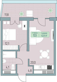 Квартира 61,1 м², 2-комнатные - изображение 1