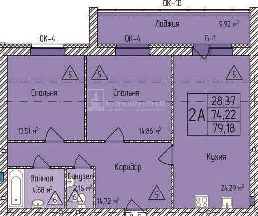 79,2 м², 2-комнатная квартира 7 126 200 ₽ - изображение 34