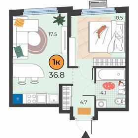 Квартира 36,8 м², 1-комнатная - изображение 1