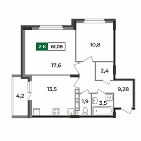 Квартира 61,1 м², 2-комнатная - изображение 1
