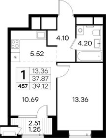 Квартира 39,1 м², 1-комнатная - изображение 1