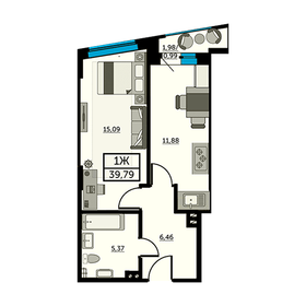 39,3 м², 1-комнатная квартира 7 545 600 ₽ - изображение 21