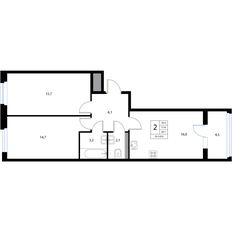 Квартира 60,1 м², 3-комнатная - изображение 2