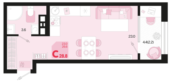 34,3 м², 1-комнатная квартира 4 000 000 ₽ - изображение 67