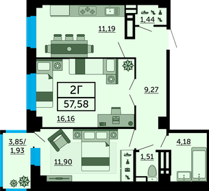 57,6 м², 2-комнатная квартира 10 306 820 ₽ - изображение 26